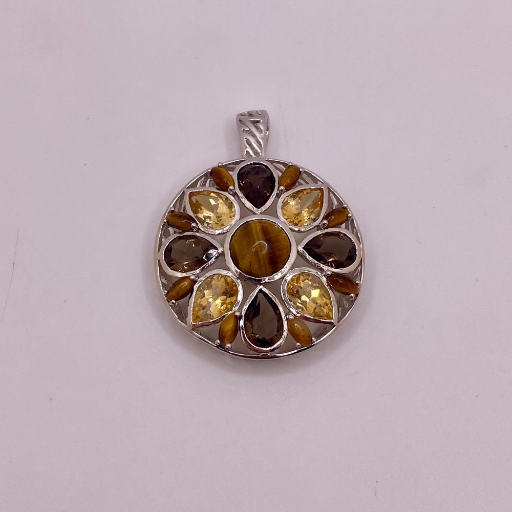 Sigal sterling silver topaz tiger eye pendant